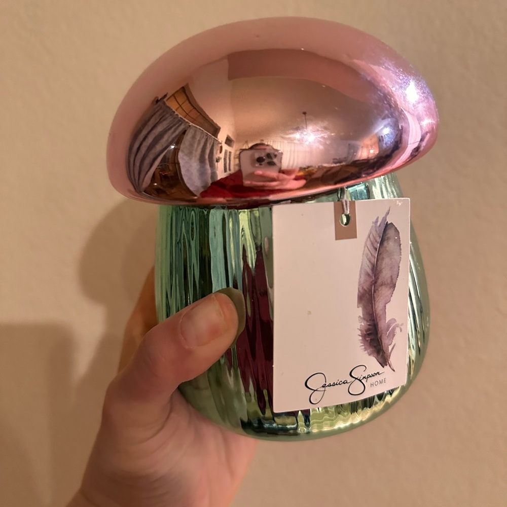 Jessica Simpson Pink and Green Candle Holder